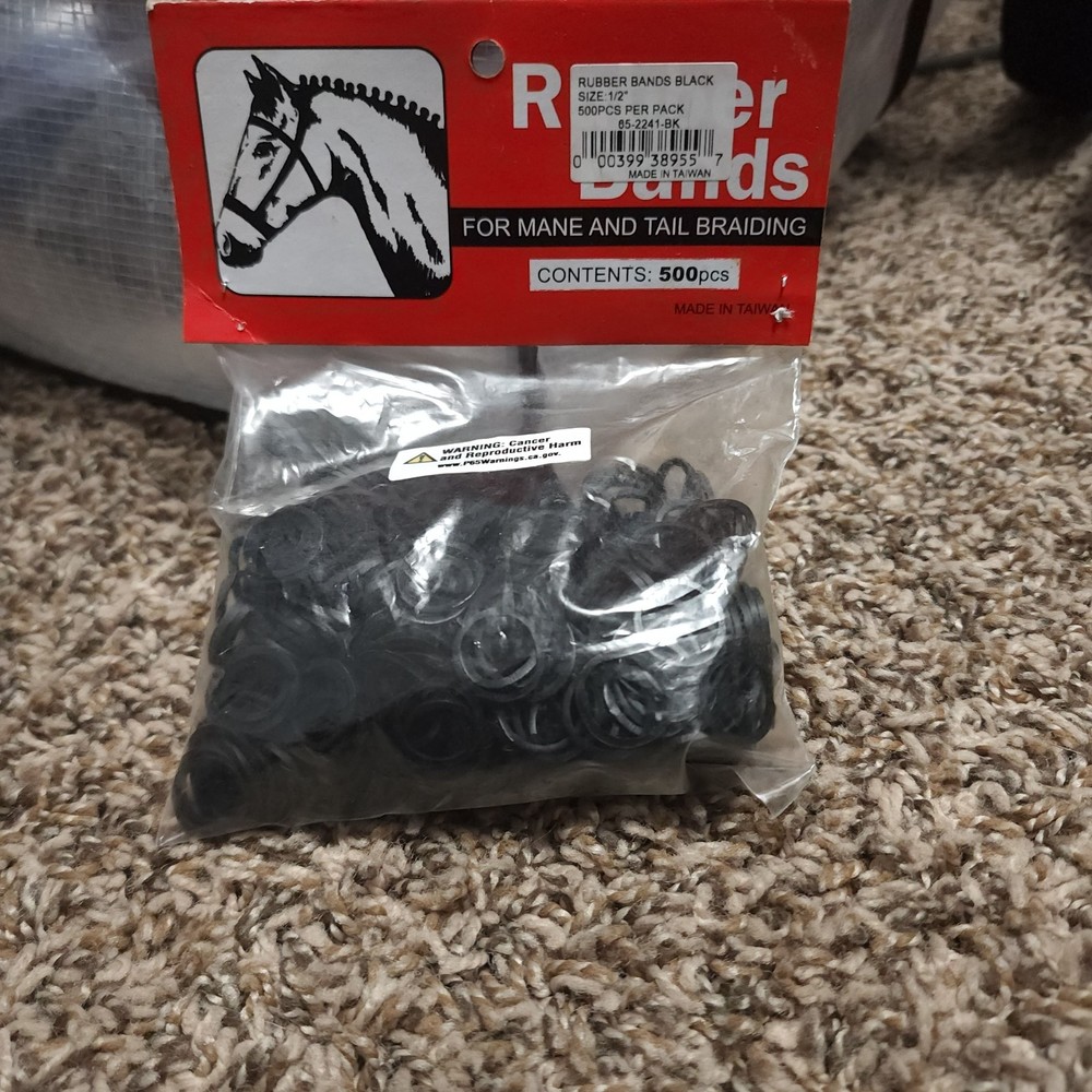 WEAVER LEATHER RUBBER BANDS FOR MANE AND TAIL BRAIDING BLACK 500PC